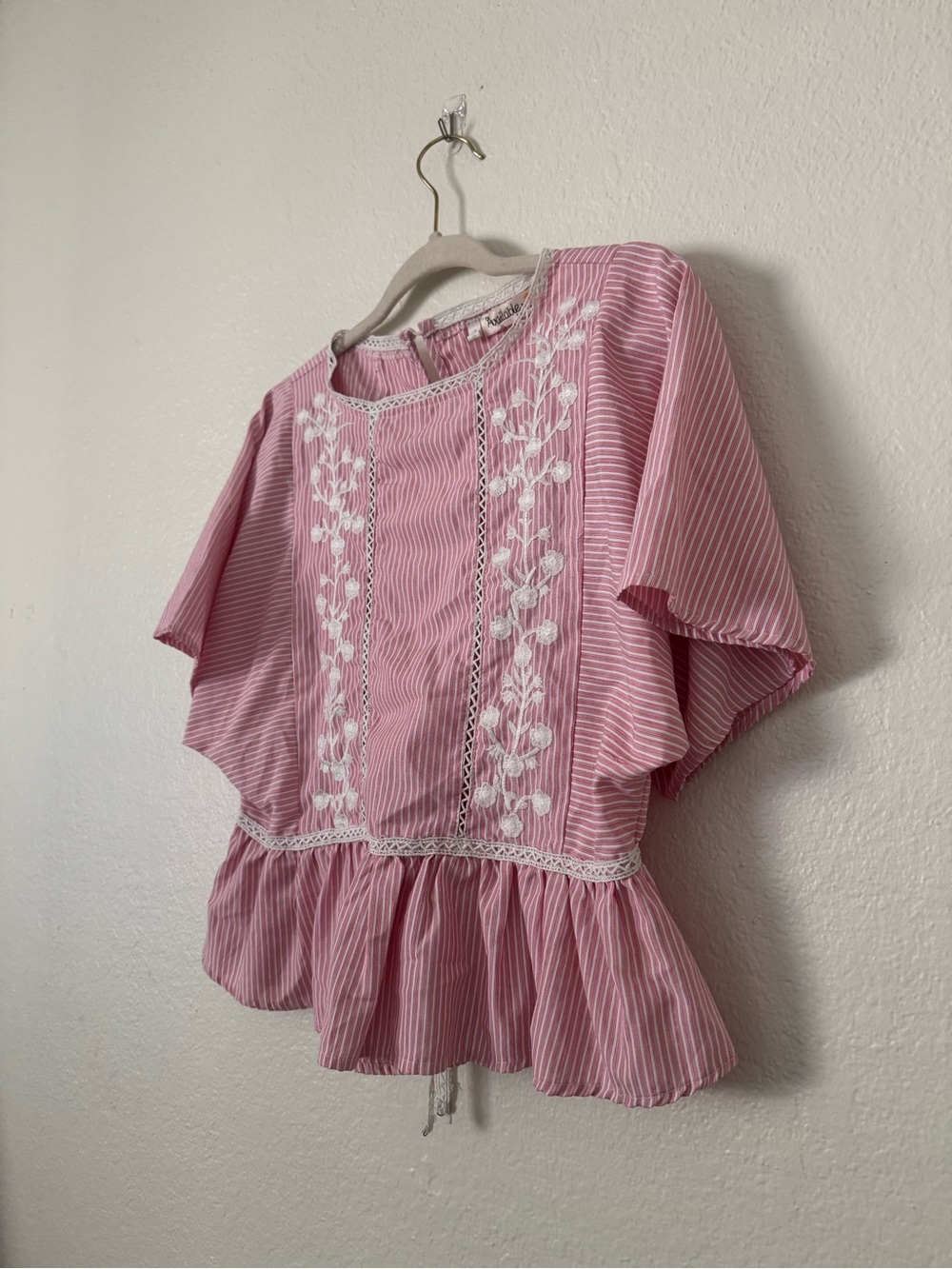 Pink Striped Embroidered Top - Picture 4 of 6